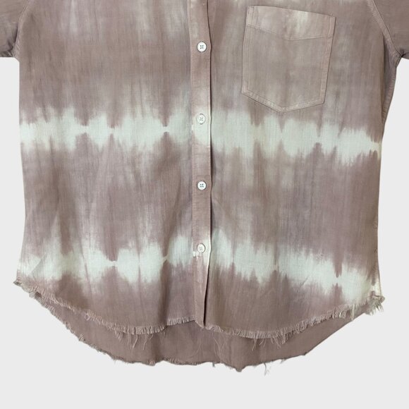 Rails Ingrid Raw-Hem Shirt Women's Medium Pink & White Tie-Dye Button-Up L/S - Picture 6 of 13